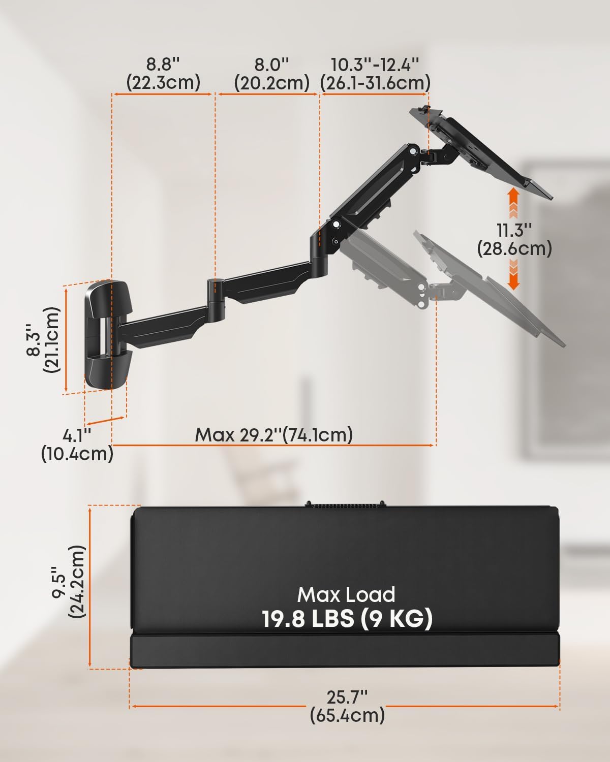 Extra Long Keyboard Wall Mount, 26 Inch Wall Mount Keyboard and Mouse Tray