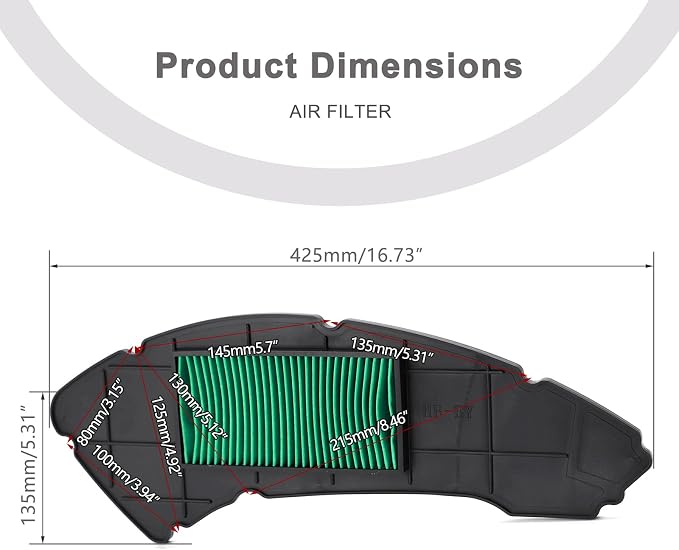 Minho Motorcycle Air Filter in Dry Filter Paper Material Compatible