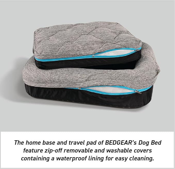 Bedgear Performance Dog Bed - Medium/Large - Durable Pet Bed with Washable Cover - Removable Pad for Travel
