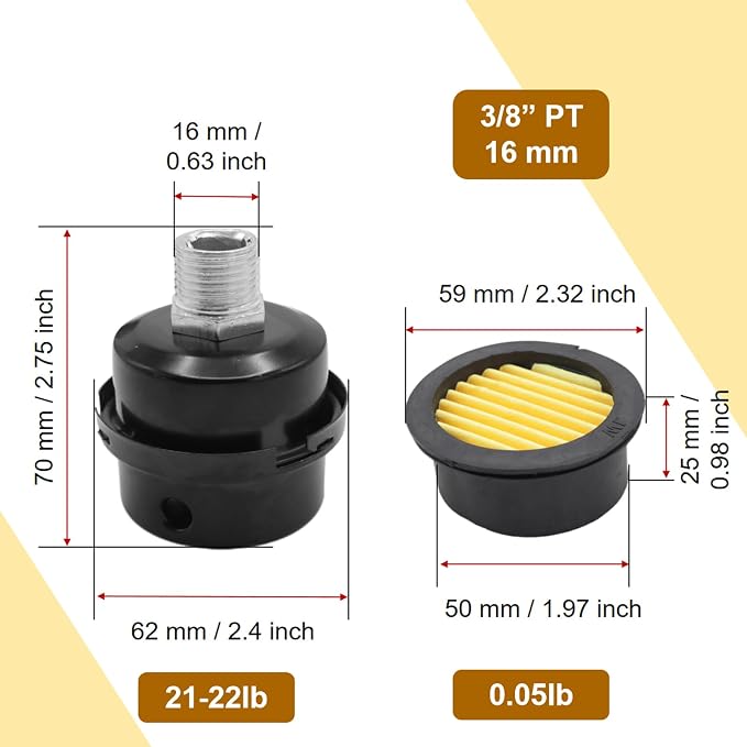 Pack of 2 Air Compressor Silencers