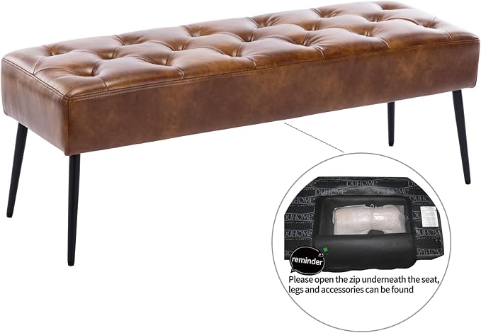 DUHOME Button-Tufted Ottoman Bench, Upholstered Bedroom Benches Leather