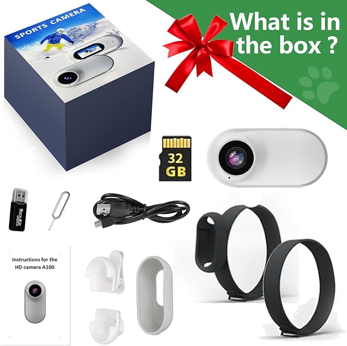 ehomful HD 1080P Cat Camera Collar with Video Record Wireless Mini Sport cam,Small Action Cameras,Body Camera for Pet Supplies/Stuff,Outdoor/Inoor Birthday Gift No WiFi with SD Card