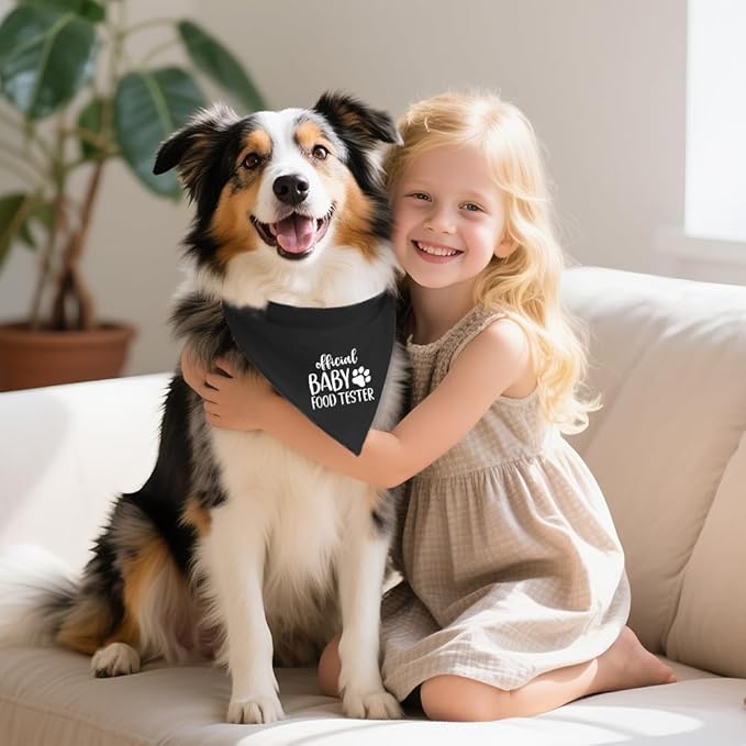 Official Baby Food Tester Funny Dog Bandana Pregnancy Announcement, Pregnancy Dog Bandana, Pet Scarf Accessories for Dogs Lovers Baby Gender Reveal Ideas, Dogs Pet Lovers Gifts