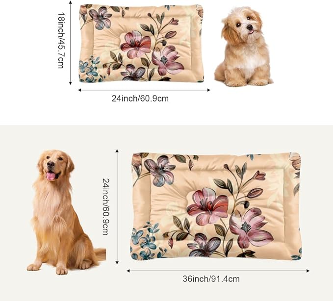 Crimson- Brown Blossoms Pet Mat Bed Cat Mats for Sleeping Cat Crate Bed Hand- Painted Blooms Warm Dog Non- Slip Bottom Furniture for Dogs Multi- Scenario, Multi- Model Pet Mats Gift Printed Dogs Mat