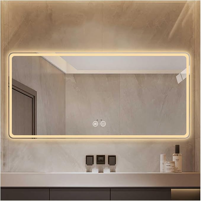 Bathroom Mirror with LED Lights，Smart Illuminated LED Bathroom
