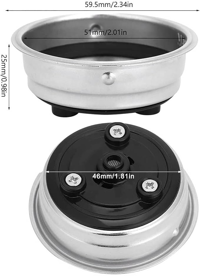 2-Pack Pressurized Coffee Filter Basket 51mm Portafilter Basket