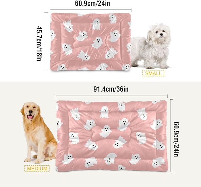 Pet Bed Halloween Ghost Dog Bed Mat Absorbing Non Slip Pad Pet Sleeping Mat for Small, Medium, and Large Dogs Puppy Cat 36 in x 24 in