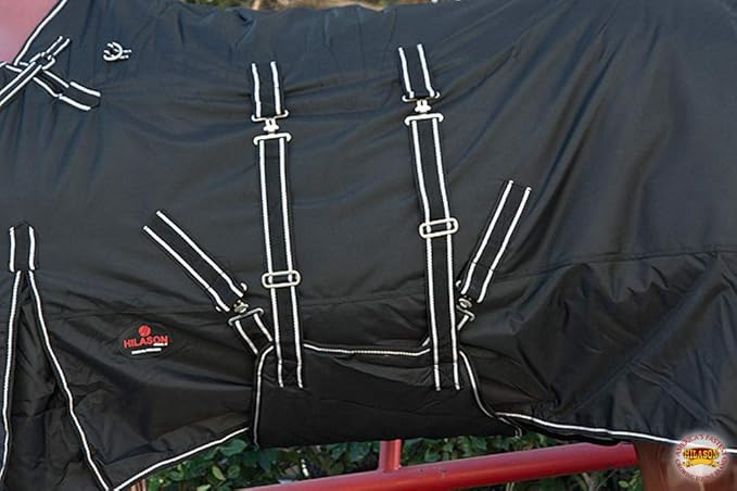 Black 84 in HILASON 1200D Winter Waterproof Poly Horse Turnout Blanket Belly Wrap