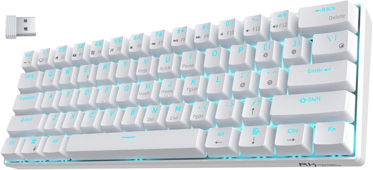 RK ROYAL KLUDGE RK61 Wireless 60% Triple Mode BT5.0/2.4G/USB-C Mechanical Keyboard, 61 Keys Wireless Mechanical Keyboard, Compact Gaming Keyboard with Software