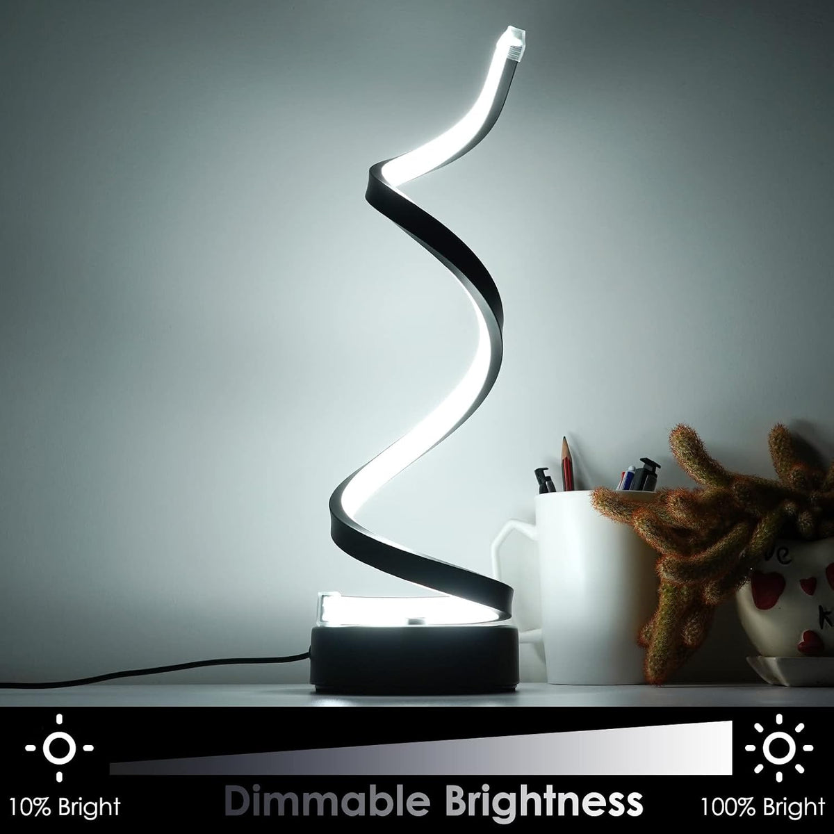 NUÜR Table Lamps for Living Room Set of 2, Black Dimmable LED Lamp, Small Bedside Lamps, Nightstand Lamp for Bedroom Office Home Living Room