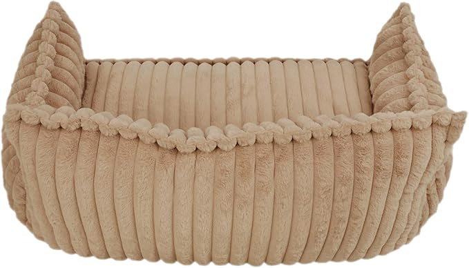 Pet Couch Calming Bed, Pet Couch with Removable Washable Cover, Plush Pets Sofa for Indoor Use, Supportive Orthopedic Dog Bed (Camel Color)