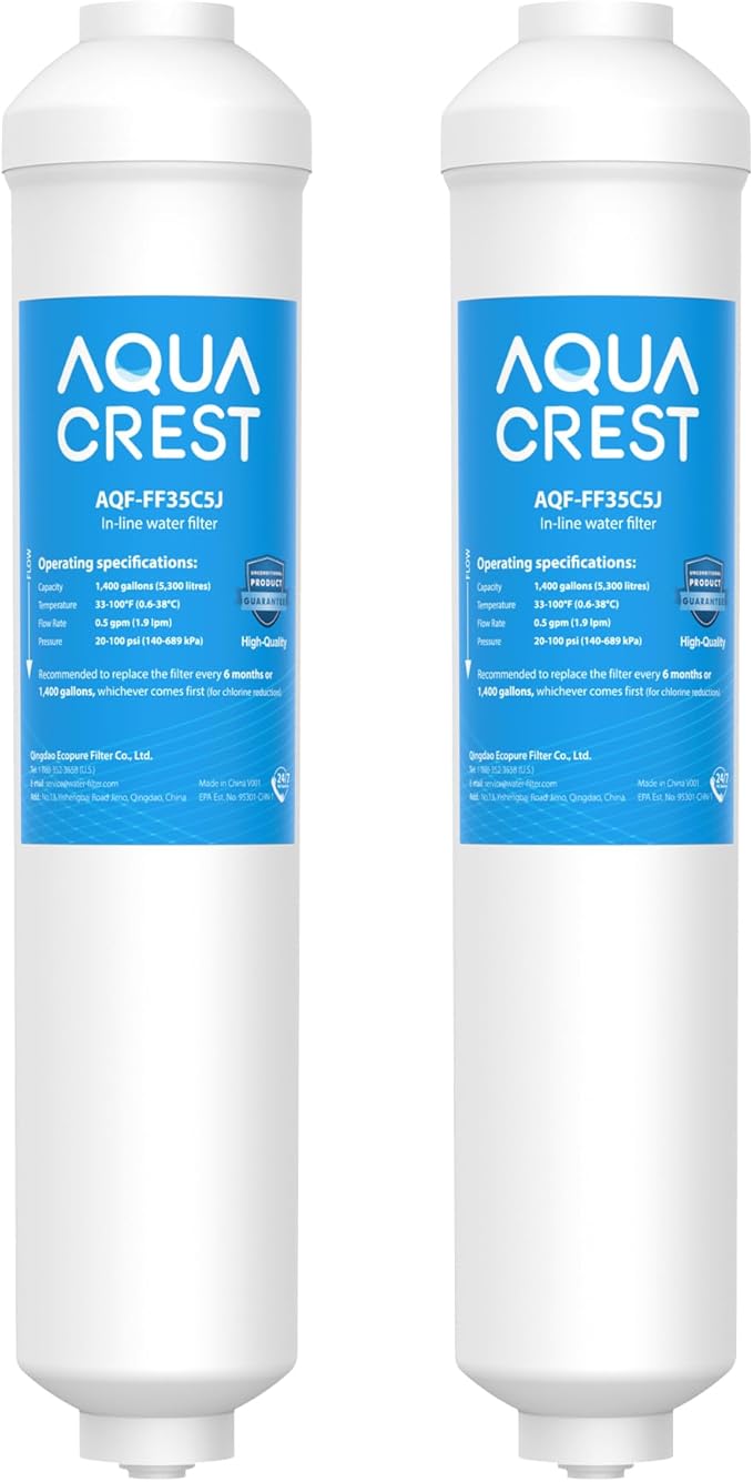 AQUA CREST FF35 Inline Water Filter Replacement, 1/4" Quick-Connect Replacement