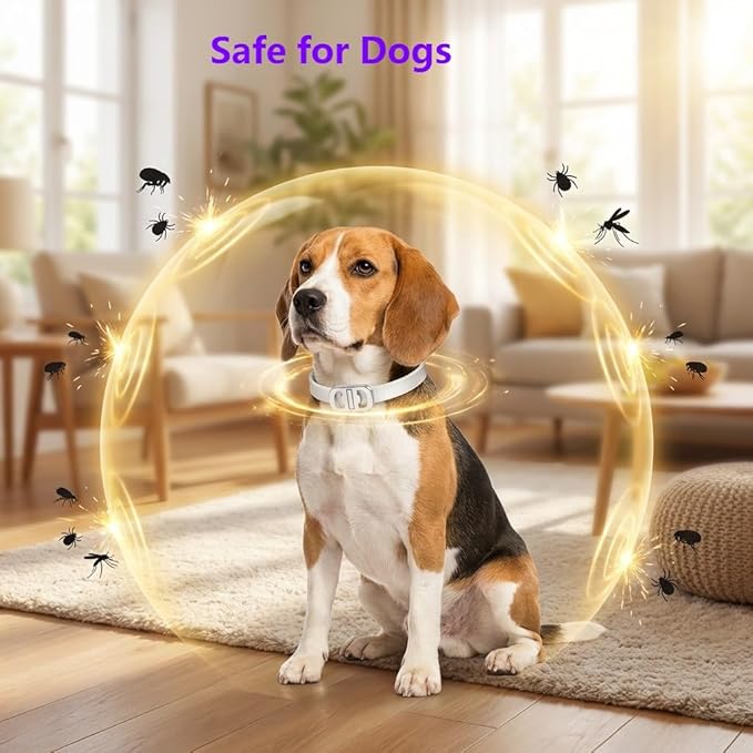 Flea and Tick Collar for Dogs 4 Packs,Dog Collars with Natural Essential Oils,Waterproof, Adjustable for Small Medium Large Dogs,Safe for Puppies (Gray)
