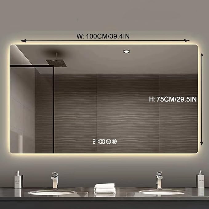 Bathroom Mirror with LED Lights，LED Bathroom Mirror，Smart Lighted Bathroom