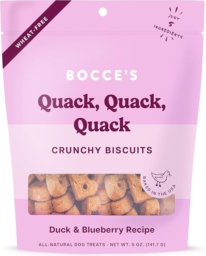 Bocce's Bakery PB & Banana Cookie + Quack Quack Quack Biscuit Dog Treat Bundle – Natural, Wheat-Free Biscuits and Soft & Chewy Cookies Made with Real Ingredients & Baked in The USA – 2 Pack Bundle