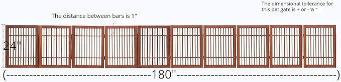 Urnporium Freestanding Wooden Dog Gate Foldable Indoor Pet Gate No Drill Expandable Barrier for Doorways Stairs Hallway Portable Wood Fence for Small Dogs & Puppies (Brown Pet Gate, 10 Panel 24" Tall)
