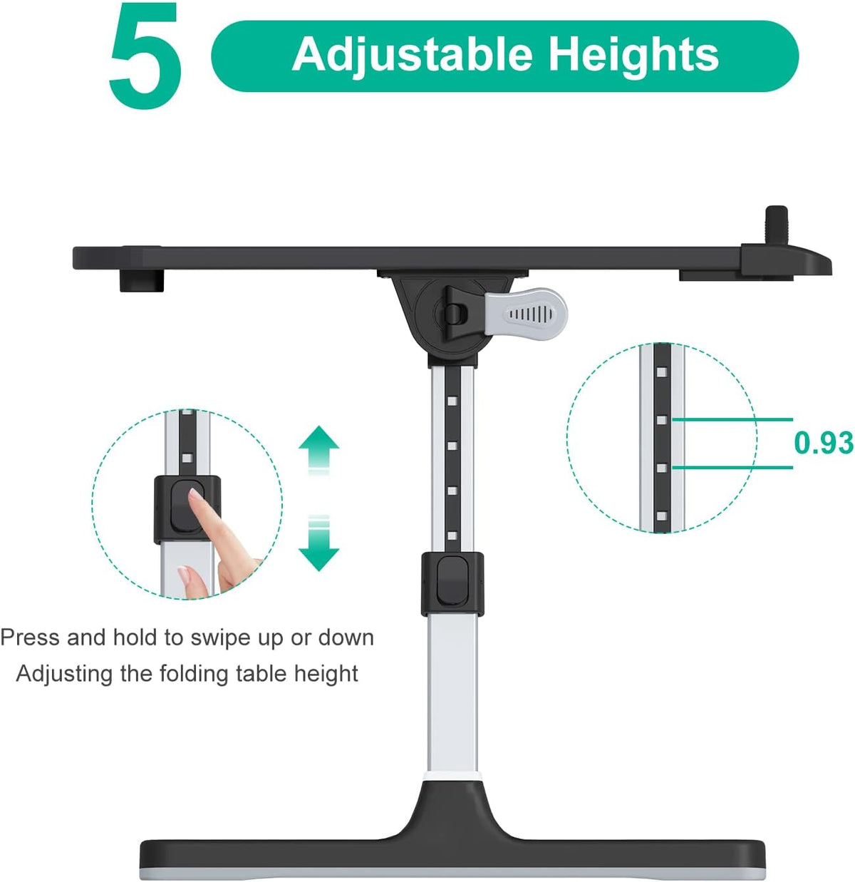 KLEAR Laptop Bed Tray Desk with Adjustable Height & Angle, No Drawer, Black