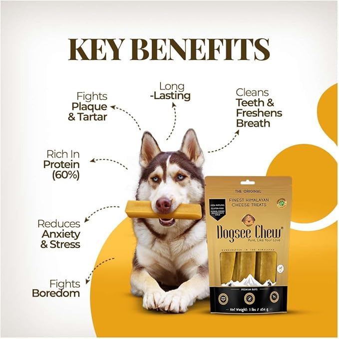 Dogsee Original Yak Cheese Himalayan Dog Chews 1lb (Small- 13 Bars) | 100% All Natural | Dog Treats Small Breed | Dog Chews Long Lasting for Aggressive Chewers | High Protein | Dental Sticks