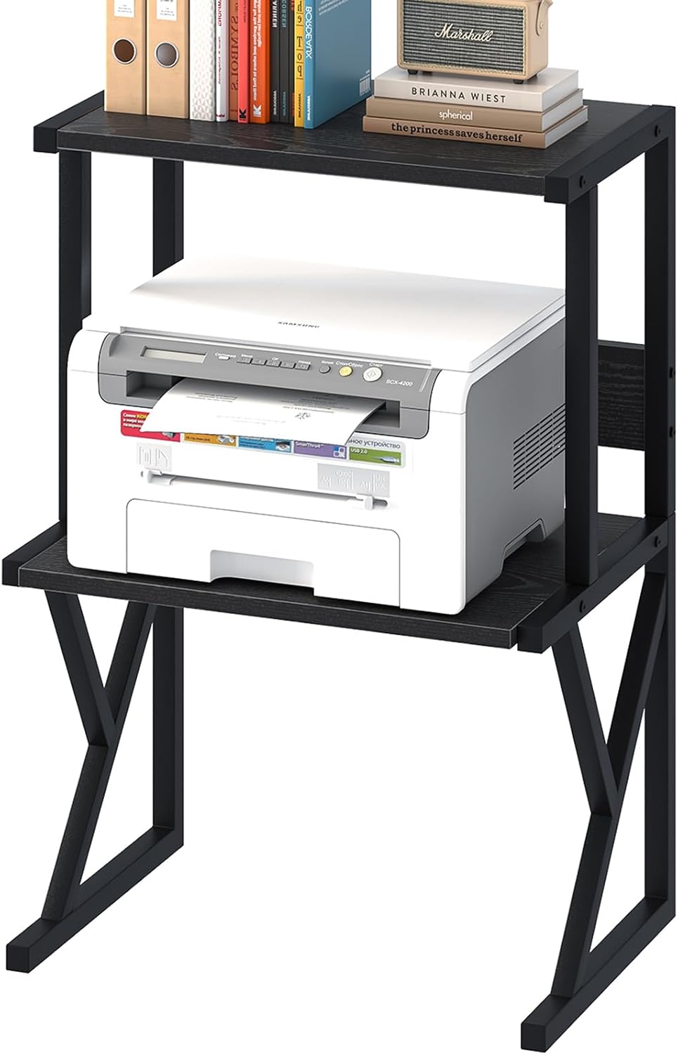 aboxoo Printer Stand for Desk to Save Space, Metal+Wood for Home Office
