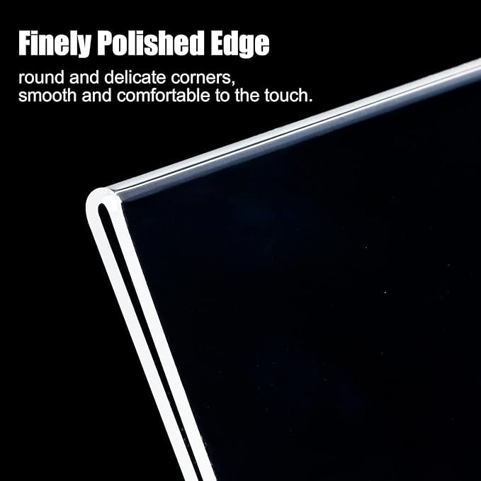 8.5 x 11 Acrylic Sign Holder 2 Pack, Vertical T Shape Clear Plastic Menu Holder, Unbreakable Table Sign Holder for Restaurant, Office, School, Store and Home Use