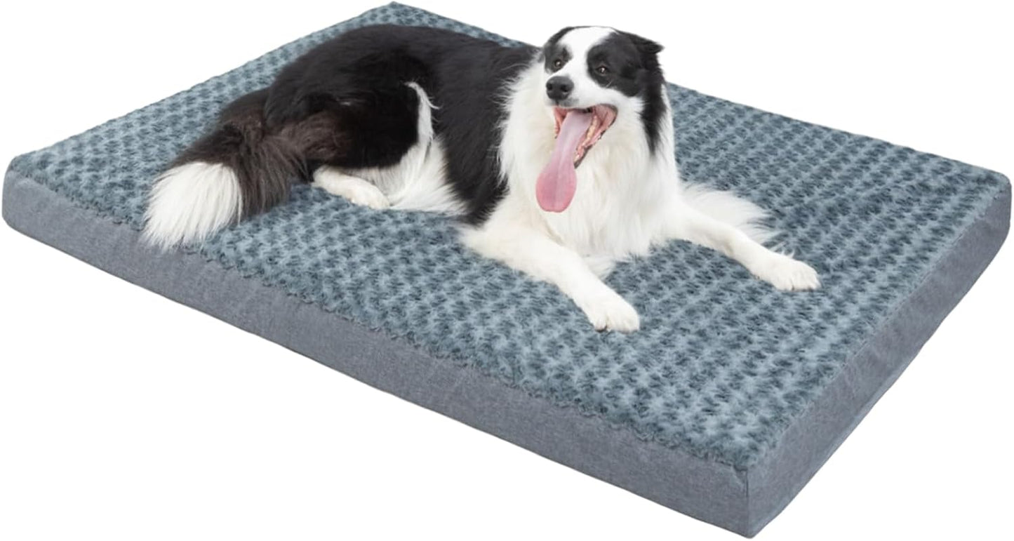 KHONSU PET Dog Bed Mat Plush 4in Orthopedic Pad for Large Dogs up to 150 lbs XXXL Large Waterproof Plush & Removable Cover Machine Washable for Gaint Dogs