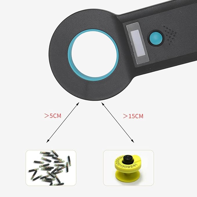 Diyeeni Portable Pet Chip Scanner, Animal Handheld Reader, 128 Sets of Data Storage, 15 Digits Animal Chip Registration RFID Microchips Scanner, USB Connects to PC (Black)