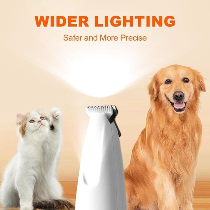 Furry Basics Pet Hair Trimmer,Dog Paw Trimmer with LED Light, Electic Paw Trimmer with Blade - Waterproof, Rechargeable, Low Noise Pet Hair Shaver for Dogs and Cats