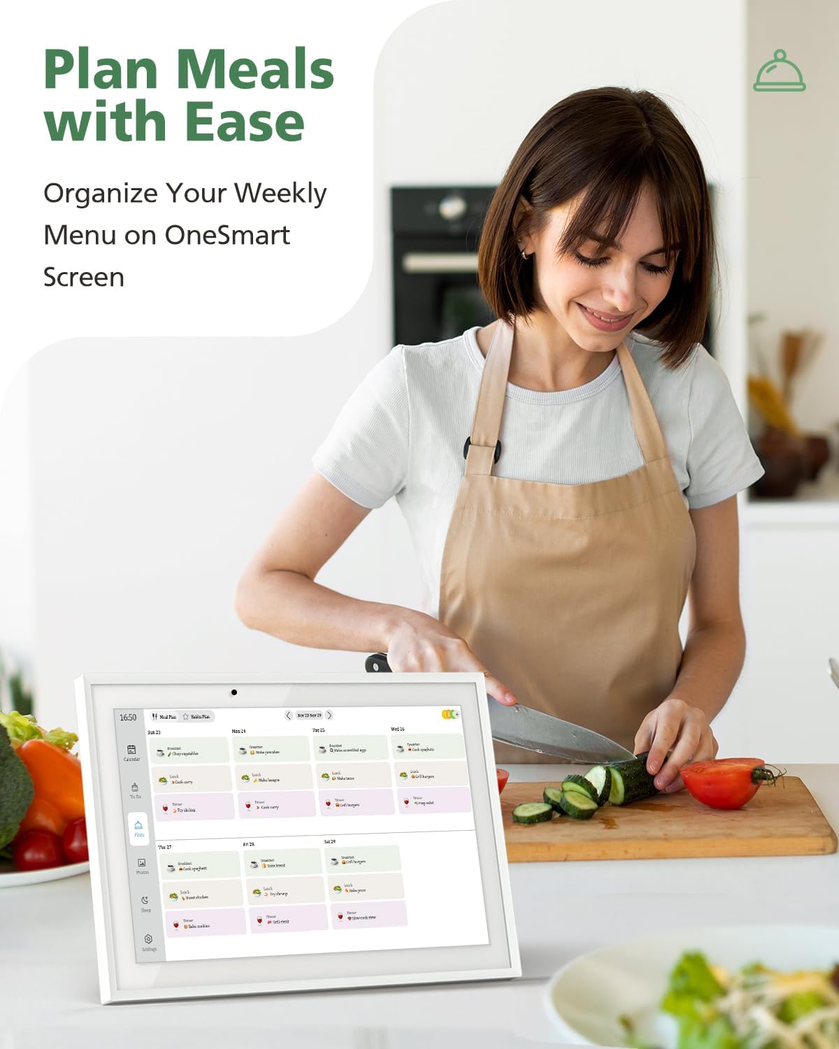 10.1" Digital Calendar Wall Touch Screen No Subscription Wall Mountable/Desk Digital Picture Frame Meal Planner & Chore Chart IPS Smart Electronic Family Organizer (White)