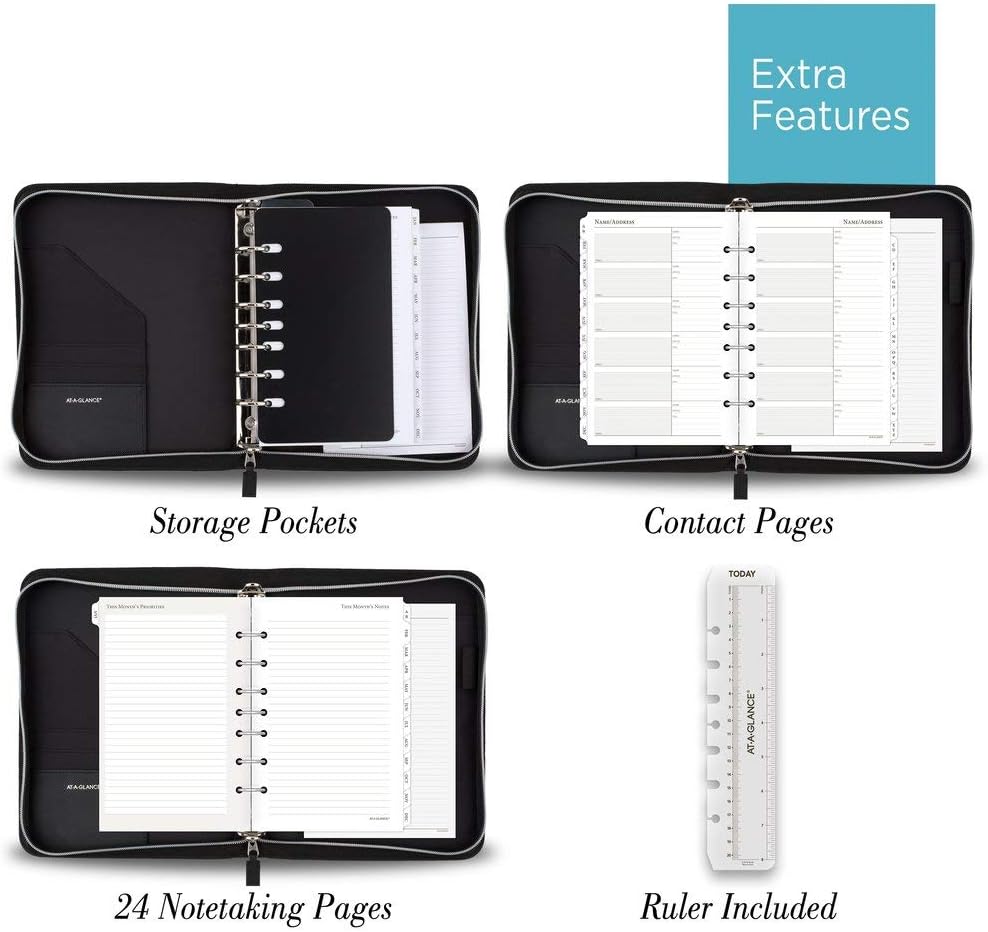 AT-A-GLANCE Textured Faux Leather Undated Starter Set, Desk Size, Black (031-0340-05)