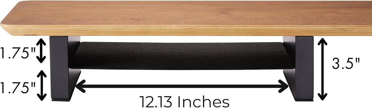 XL Walnut Wood Monitor Stand for 2 Monitors (44 Inch), Desk Shelf