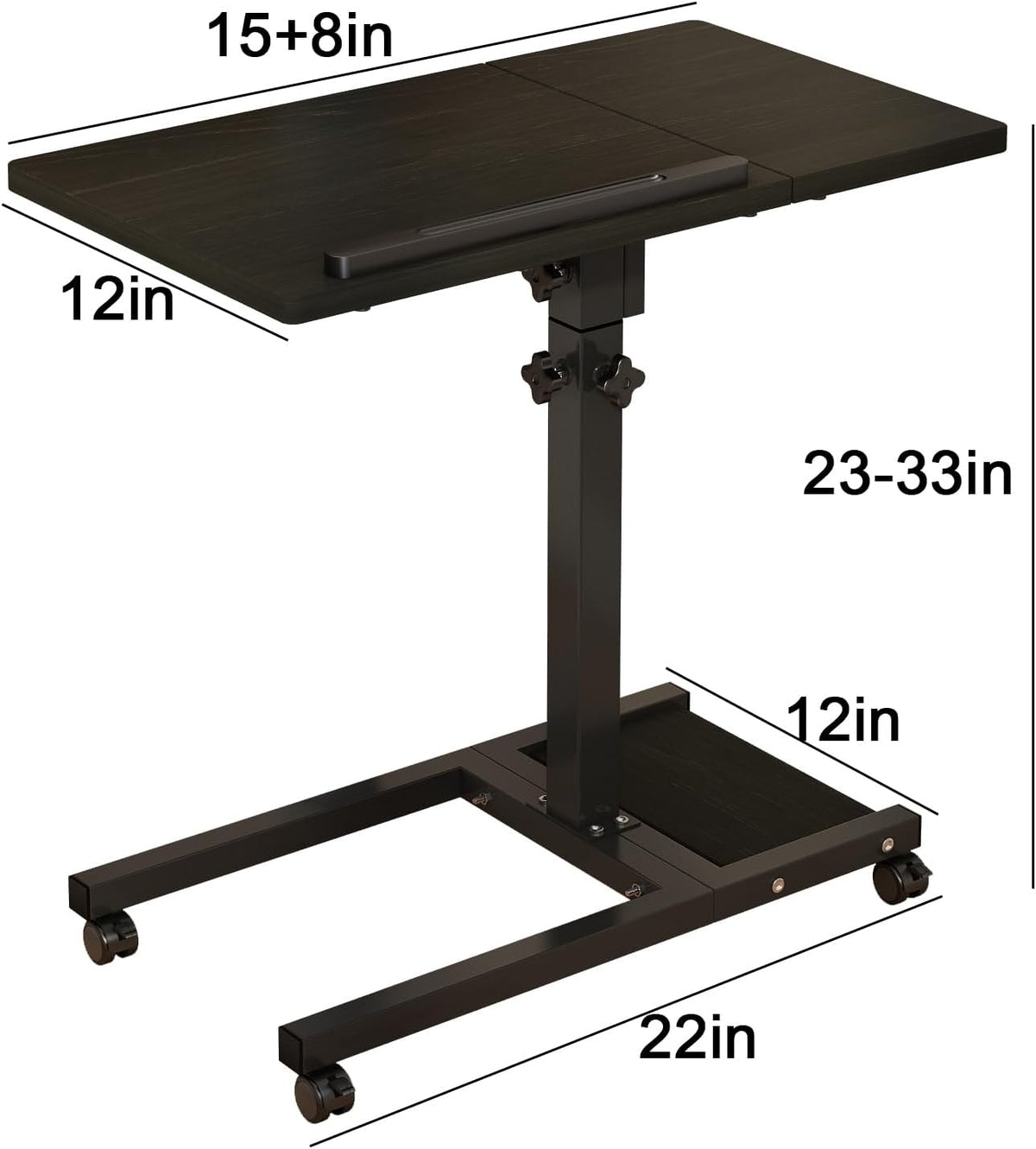 LINGMI Mobile Height Adjustable Laptop Desk with Mouse Pad, Portable Laptop Desk Rolling Tiltable Table with Small Side Table for Couch,Rolling Computer Stand