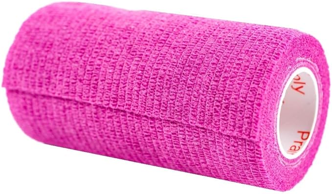 3 Inch Vet Wrap Tape Bulk (Fuchsia) (Pack of 6) Self Adhesive Adherent Adhering Flex Bandage Grip Roll for Dog Cat Pet Horse