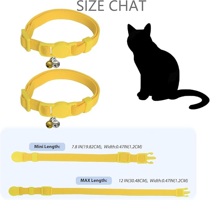 Breakaway Cat Collar with Bell, Safety Buckle Kitten Collar, Elastic Strech Quick Release, Adjustable Lightweight Collars for Girl Boy Cats, Pet Supplies, Accessories, Gifts Yellow
