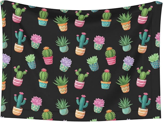Reversible Pet Blanket for Sofa Protection Pet Comfort, Succulent Cactus Potted Plants, Double Sided Design with Cozy Nubby Nap Side and Durable Smooth Play Side