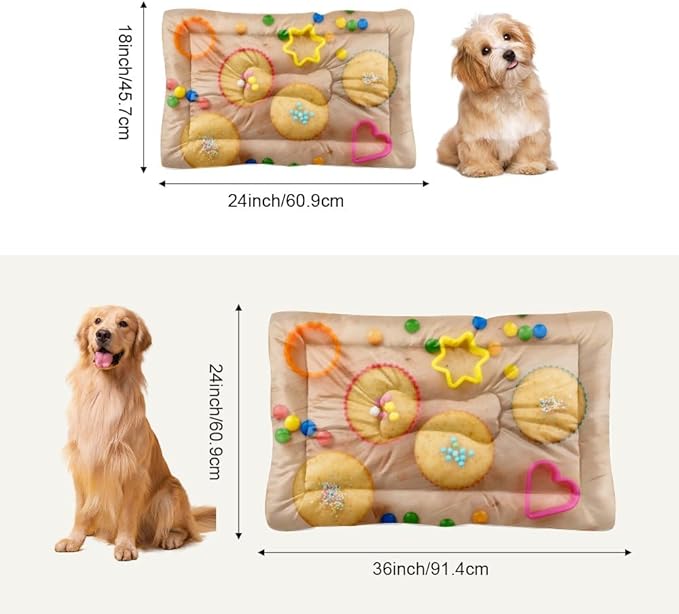 Christmas Muffins Pet Mat Bed Non Slip Waterproof Bottom Flat Cat Bed Chew Proof Dog Mats Washable Dog Car Pad Multi Scenario Pet Winter Supplies 24× 18 Inch