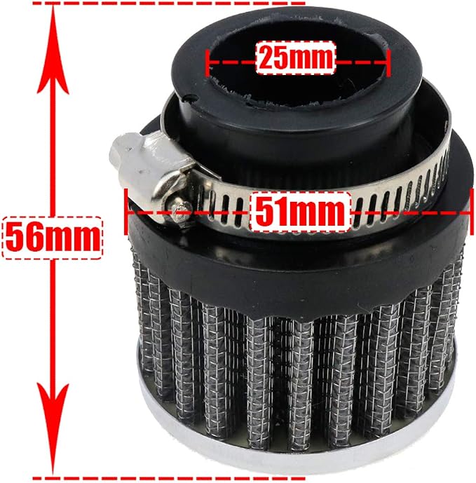 25mm Inlet Motorcycle Air Filter Replacement Cylindrical Intake Mesh Filter