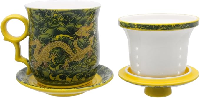 Porcelain Tea Cup with Infuser Lid and Saucer Sets
