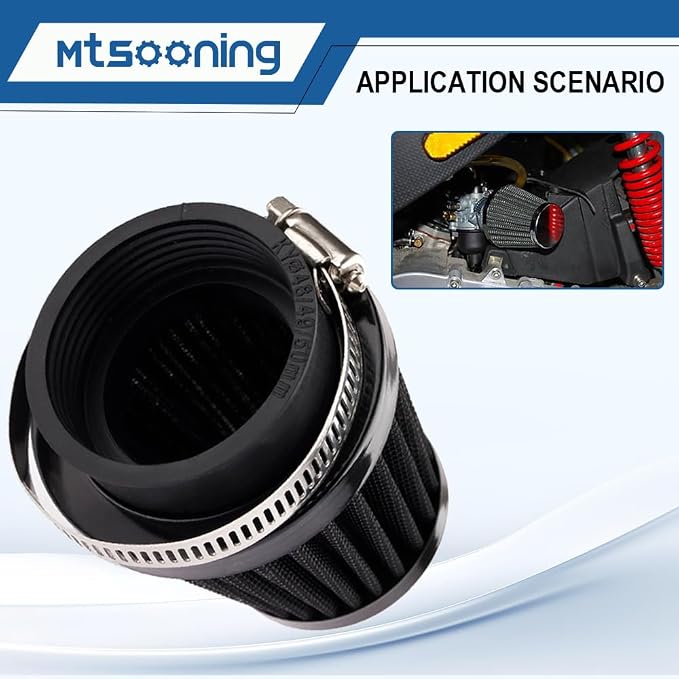 Mtsooning Universal Air Filter, 50mm Motorcycle Cone Intake Breather Cleaner