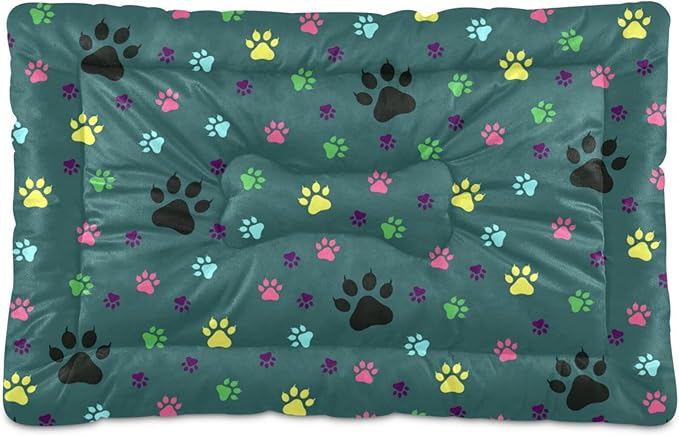 Pet Bed Dog Paw Colorful Dog Bed Mat Absorbing Non Slip Pad Pet Sleeping Mat for Small, Medium, and Large Dogs Puppy Cat 36 in x 24 in