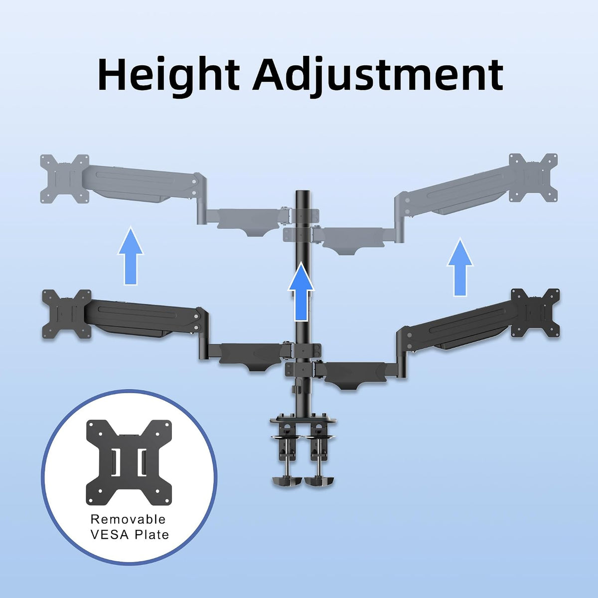 Suptek Dual Monitor Mount Stand-Height Adjustable Gas Spring Monitor Arm
