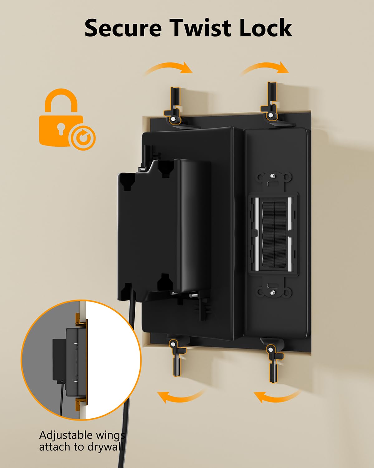 FORGING MOUNT in-Wall Cable Management Kit with Recessed Power Outlet Box,Cord Hider for Wall Mounted TV,Brush Plate,9.3ft Cord,–Easy,Safe Management for Organized TV and Home Theater Setups-Black