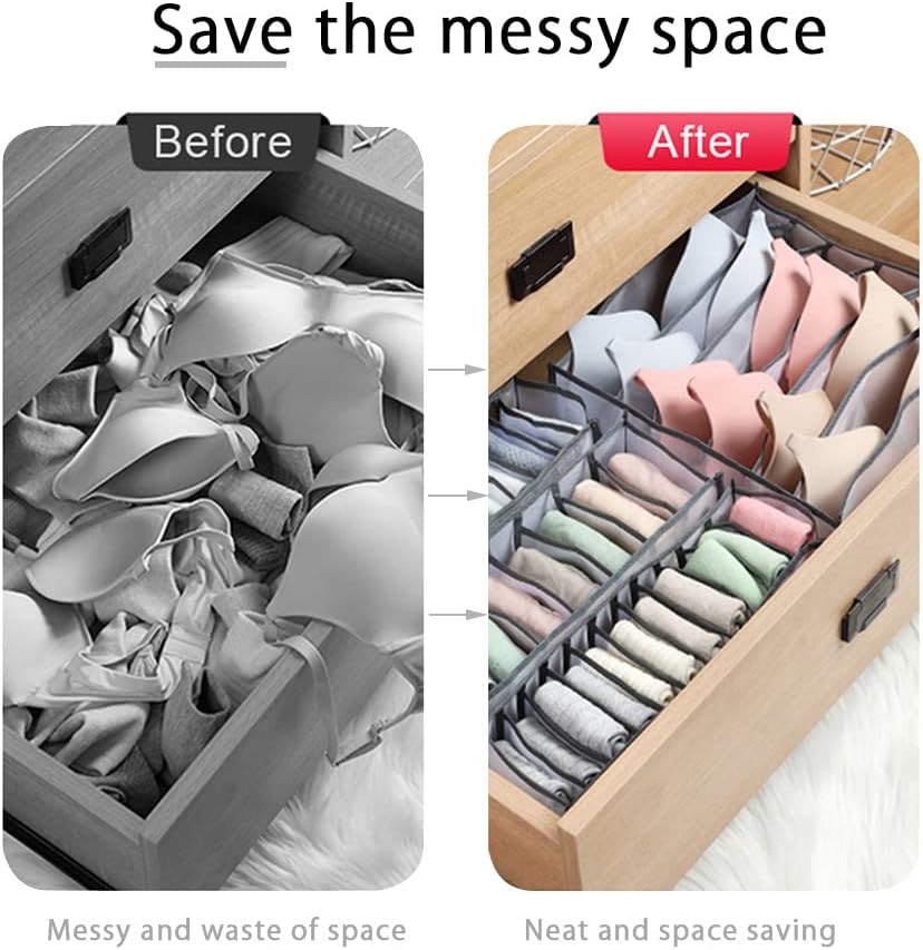 Clothing Storage Set for Socks, Underwear,Bra, Black, 10PCS