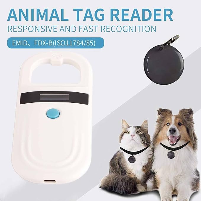 FILFEEL Rechargeable Animal Chip ID Scanner Microchip Pet Tag Scanner OLED Display USB Rechargeable for Animal Management Resource Management White 13.5 x 6cm