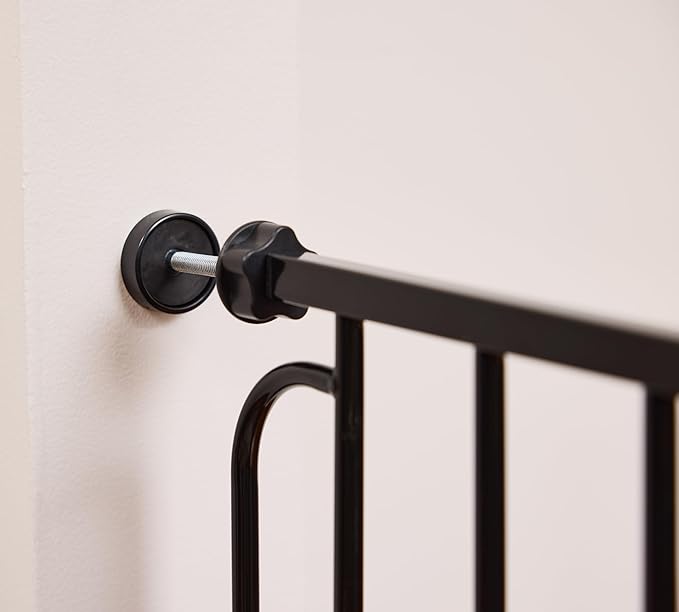 Regalo Safety 29-49" Easy Step Extra Wide Baby Gate for Doorways & Bottom of Stairs, Pressure Mounted Safety Gate with Door for Babies, Toddlers & Pets, Black