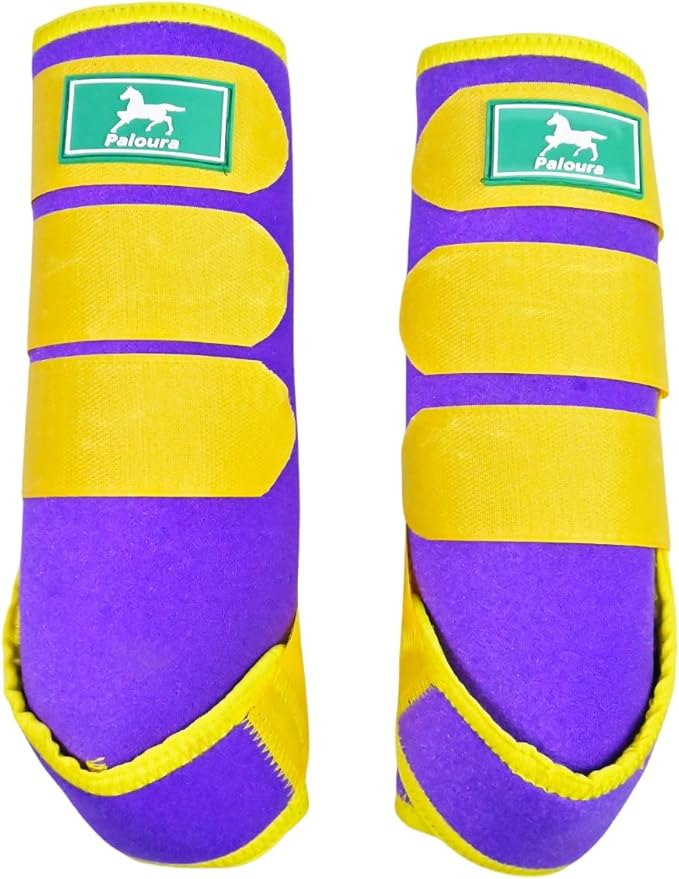 Equine Sport Horse Boots Set of 4 – Neoprene Leg Protection with Durable Hook & Loop Straps, Breathable & Comfortable Fit for Training, Riding, and Performance（Purple, Medium）