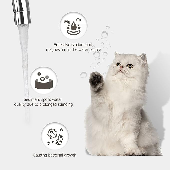 PEKTACO Cat Water Fountain Filters Replacement & Pre-Filter Sponges for 3.2L/108oz Automatic Pet Fountain, Dog Water Dispenser 18 Pack Filters & 9 Pre-Filter Sponges Foam Filters