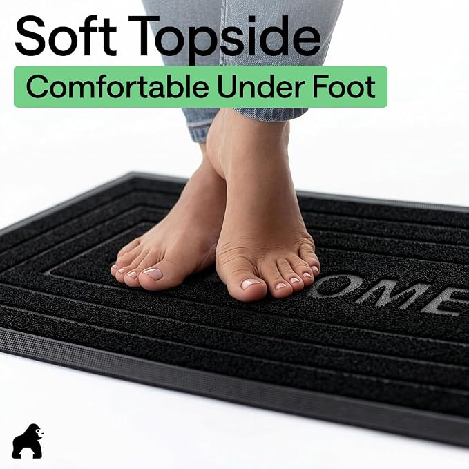 GORILLA GRIP 100% Waterproof All-Season WeatherMAX Doormat, US Designed Natural