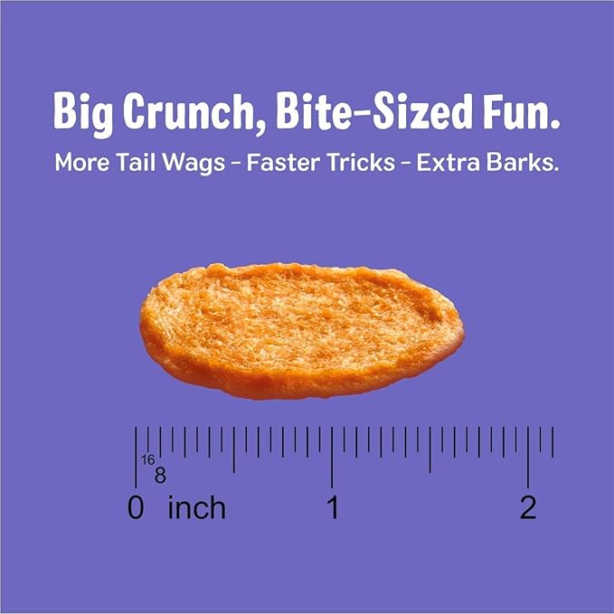 Three Dog Bakery Bark’N Crunch! Chicken Chips, Cheese Flavor, Crunchy Treat for Dogs, Two Ingredients, High Protein Snacks, No Artificial Flavors or Colors, Made in The USA, 4 oz.