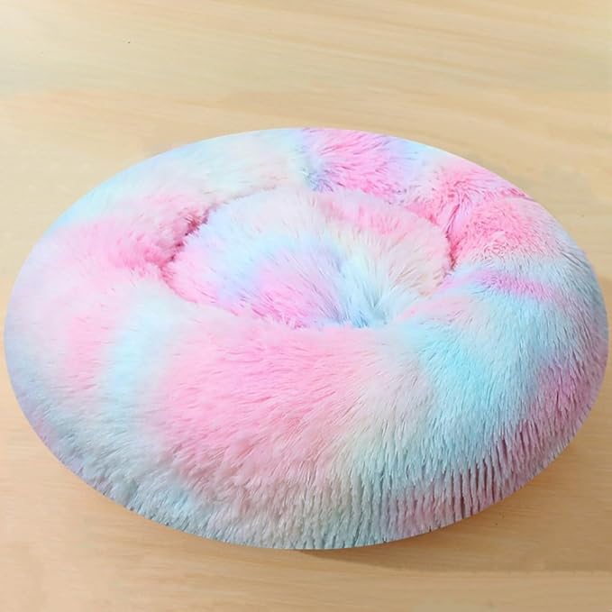 Dog Bed & Cat Bed for Small Medium Dogs, 27 Inch Calming Dogs Bed Anti-Anxiety Machine Washable Fluffy Luxury Anti-Slip Waterproof Pet Puppy Round Bed (Multi Color)