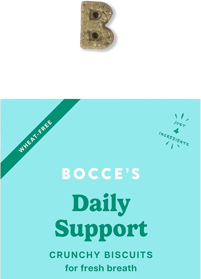 Bocce's Bakery Daily Breath Support Dog Treat Bundle for Oral Health – All-Natural, Wheat-Free Biscuits Made with Real Ingredients and Baked in The USA – Apple & Mint Recipe (2 Pack Bundle)